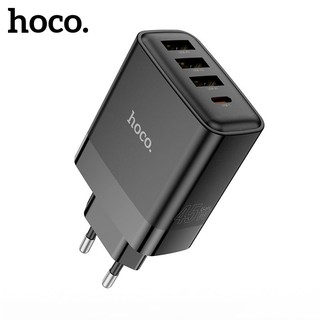 Củ sạc nhanh 45w hoco c127a có 4 cổng 3 usb + 1 typec pd45w + qc3.0, chân cắm tròn