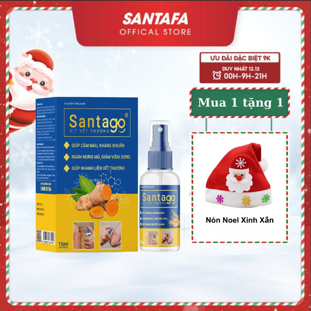 Xịt Nghệ Santafa Giúp Hỗ trợ Nhanh Liền Vết Thương Chai 15ml