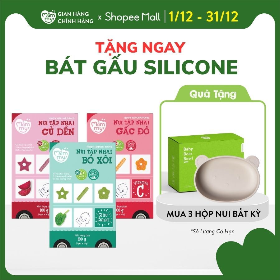 Nui mini rau củ Mămmy cho bé mới ăn dặm tập nhai trên 6 tháng, 100g