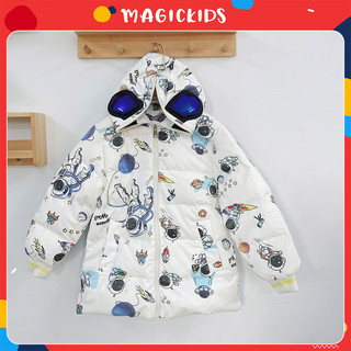 Áo khoác phao béo cho bé trai Magickids áo khoác in hình phi hành gia gắn kính size đại đến 40kg Quần áo trẻ em AP23003