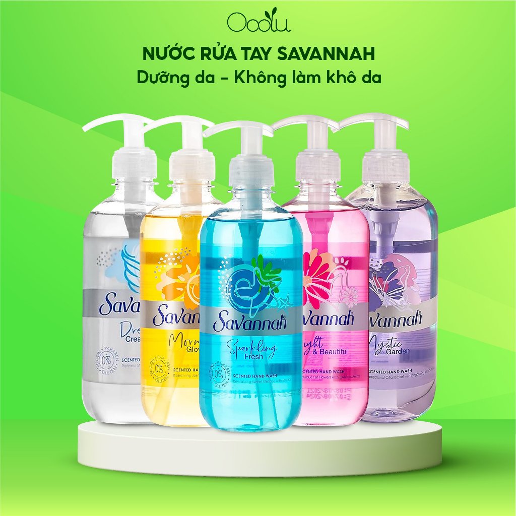 Nước rửa tay dưỡng da Savannah dành cho da nhạy cảm không làm khô da 500ml