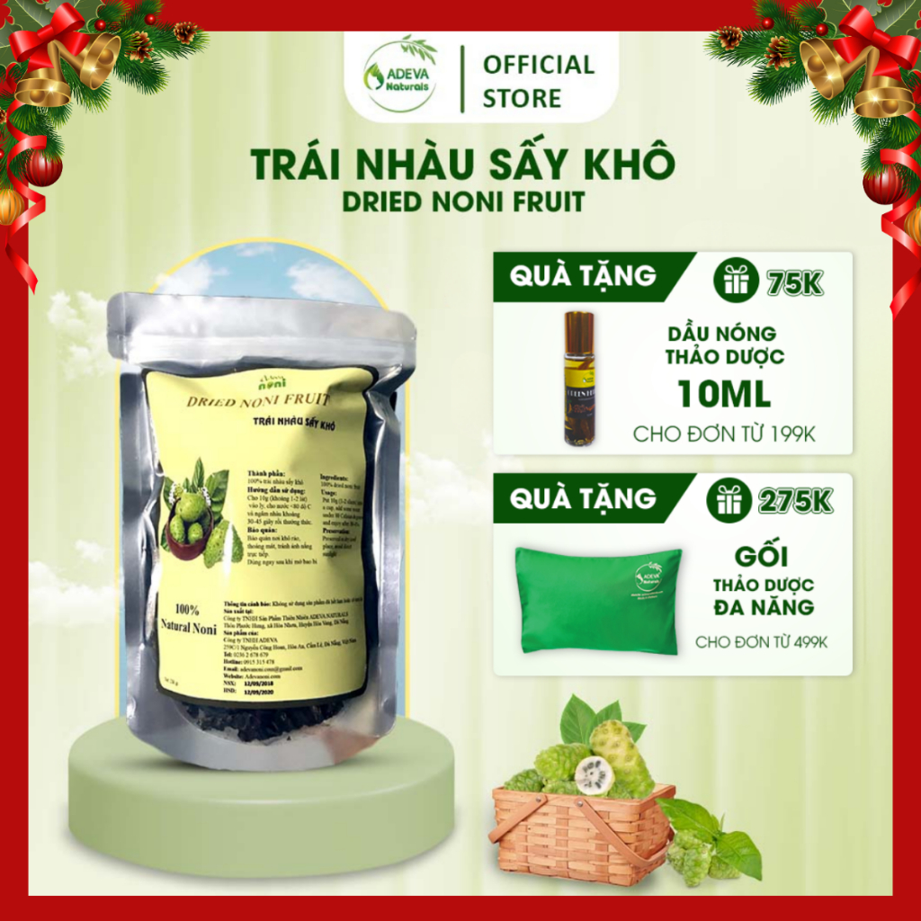 Trái Nhàu Sấy Khô Dried Noni Fruit ADEVA NONI Hỗ Trợ Tăng Sức Đề Kháng, Ổn Định Huyết Áp 250-500-1000Gr