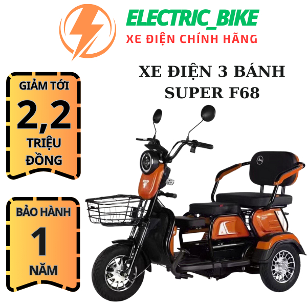 Xe điện 3 bánh Super F68, Xe điện cho người già, Người khuyết tật, Hàng chính hãng, BH 1 năm