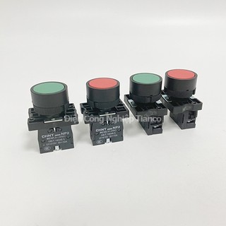Hãng chint nút nhấn nhả đỏ vàng xanh không đèn phi 22,np2-ea, hãng chint
