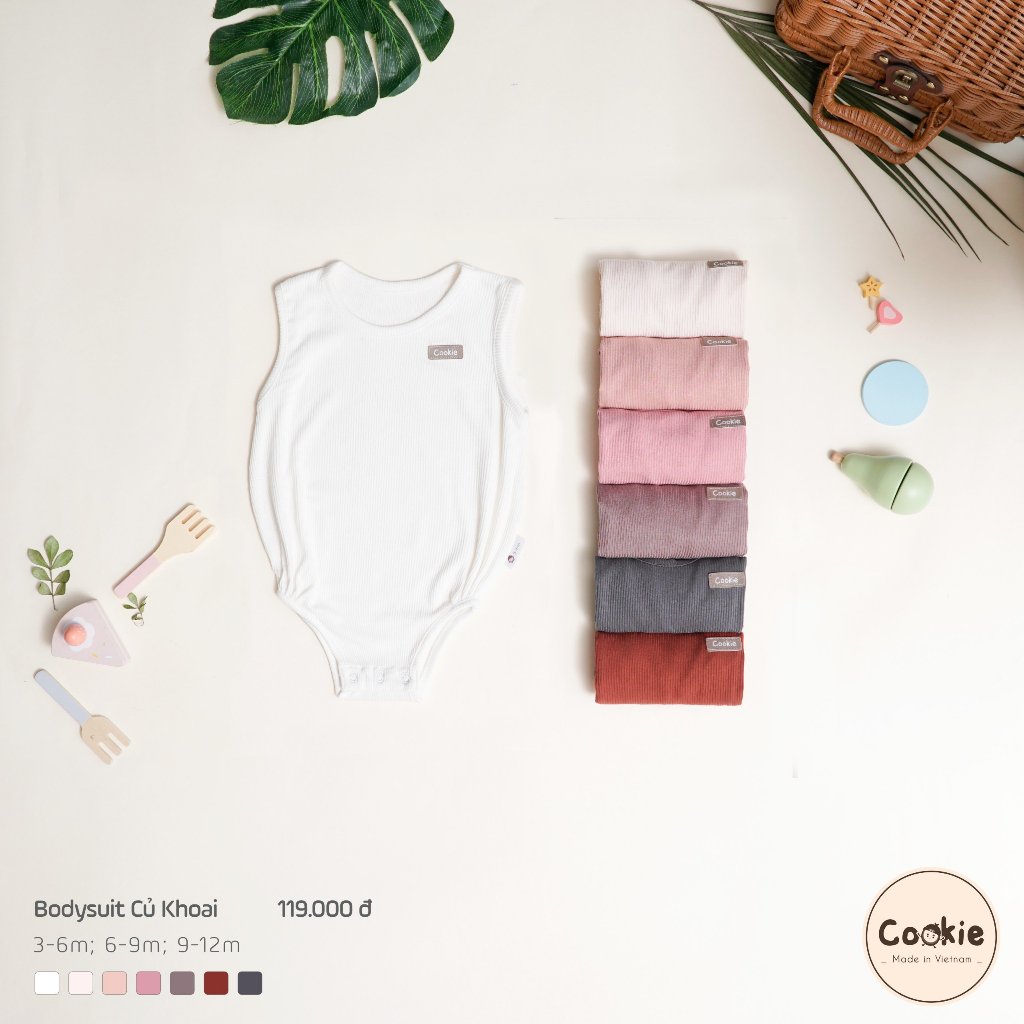 [COOKIE]  Bộ Bodysuit củ khoai cho bé size 3-6m, 6-9m, 9-12m