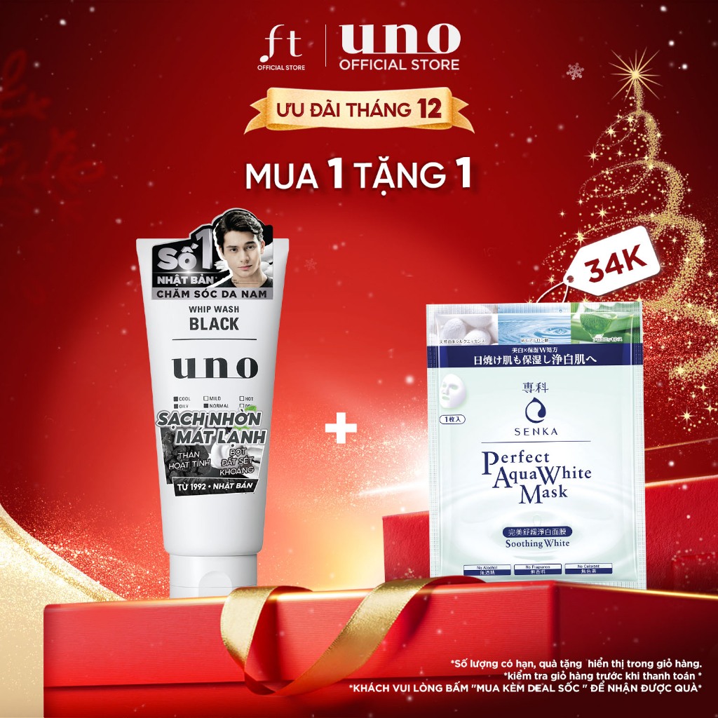 Sữa rửa mặt Tạo bọt Sạch nhờn cho da dầu UNO Whip Wash Black 130g