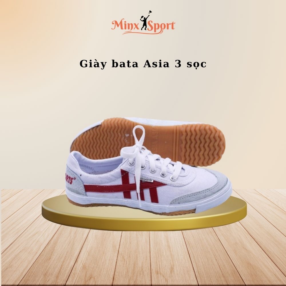 Giày bata vải Asia chính hãng 3 sọc thể thao đế cao su siêu bền