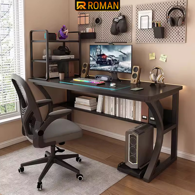 Bàn gaming, bàn máy tính cá tính dài 1,2m gỗ MDF chân sắt thương hiệu ROMAN - GM67