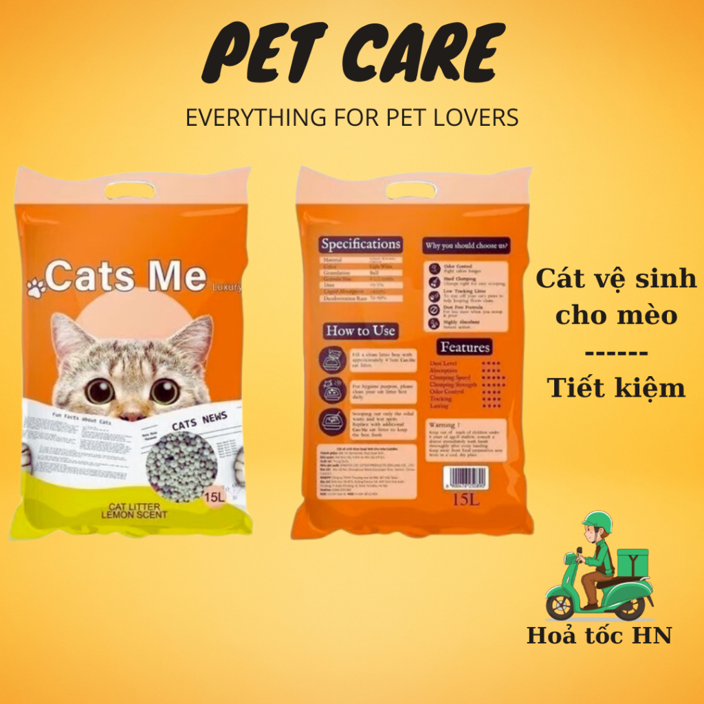 Cát vệ sinh cho mèo Catsme mix than hoạt tính PetCare