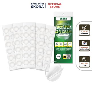 Miếng dán tường treo đồ Skora (60 miếng) băng dính 2 mặt trong suốt siêu dính đa năng thương hiệu Hàn Quốc