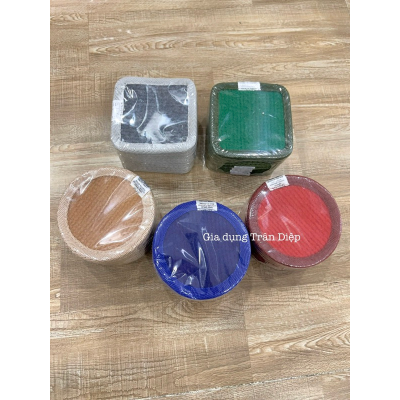 Combo 10 miếng lót ly vải bố, đế lót ly