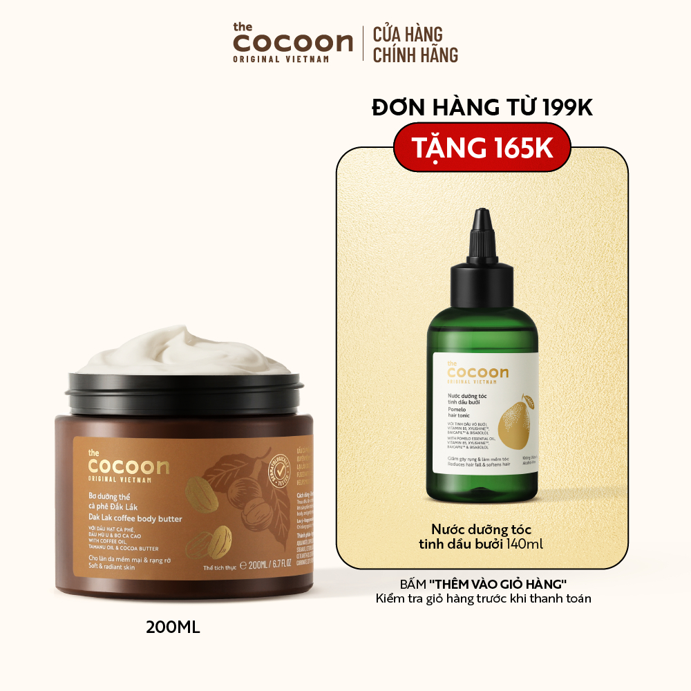 Bơ dưỡng thể cà phê Đắk Lắk Cocoon cho da mềm mịn & rạng rỡ 200ml