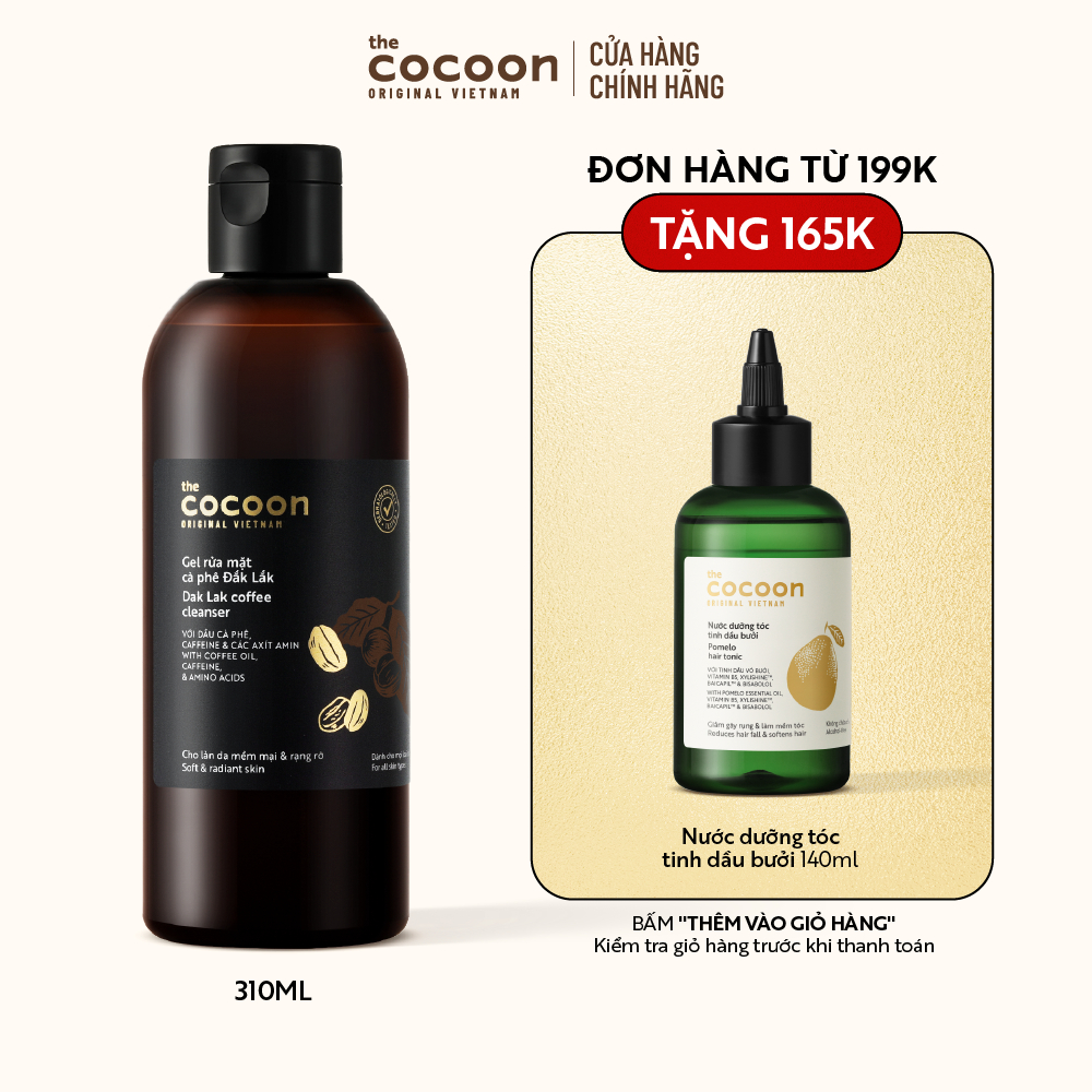 Bigsize - Gel rửa mặt cà phê Đắk Lắk Cocoon cho làn da tươi mới và rạng rỡ 310ml
