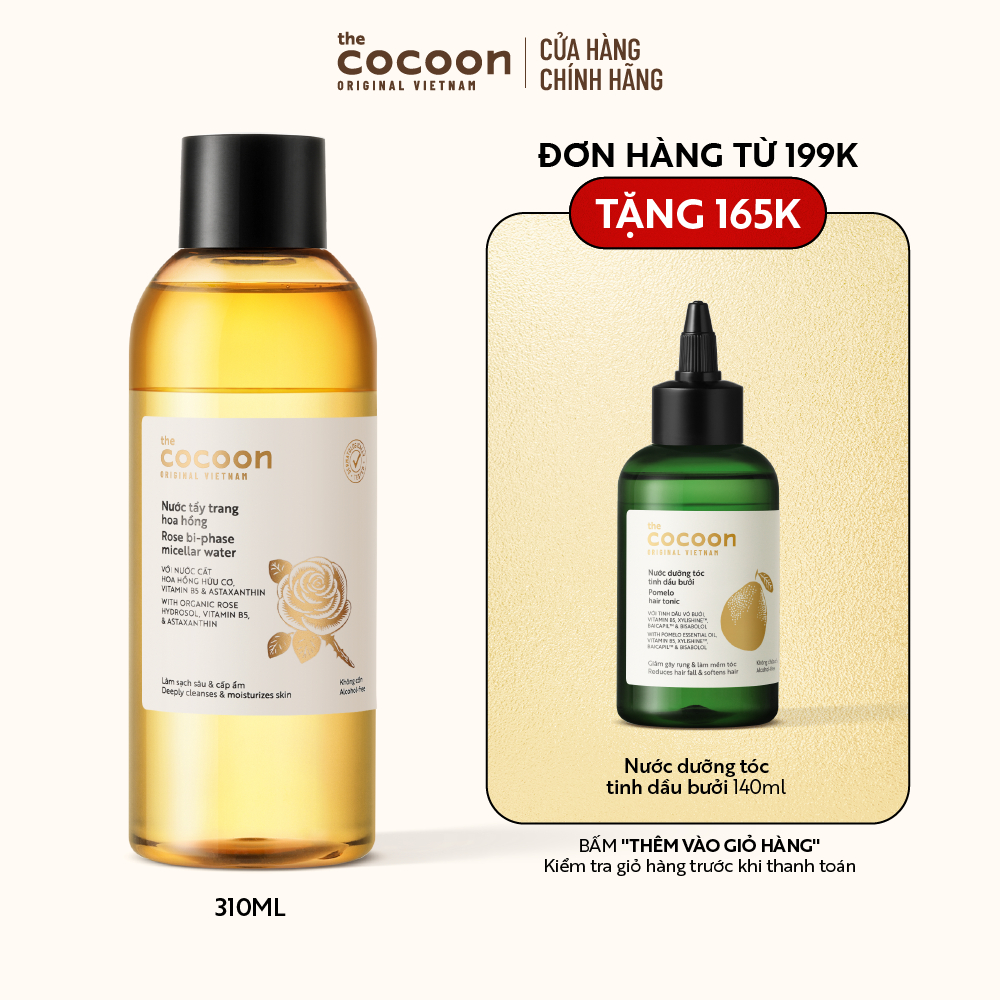 Bigsize - Nước tẩy trang hoa hồng Cocoon tẩy sạch makeup & cấp ẩm 310ml
