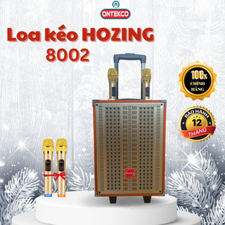 Loa kéo chính hãng ONTEKCO HOZING 8002/8002 kèm 2 micro Bass 20cm, chống hú cao cấp vỏ gỗ lưới mạ vàng