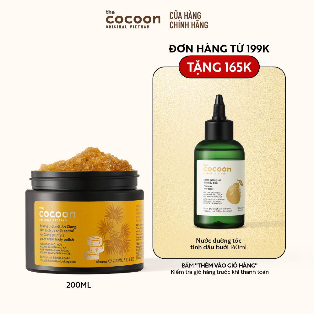 Tẩy da chết cơ thể đường thốt nốt An Giang Cocoon 200ml