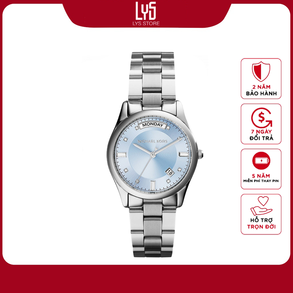 Đồng Hồ Nữ Michael Kors Colette Silver Blue Watch 34MM - MK6068 Authentic
