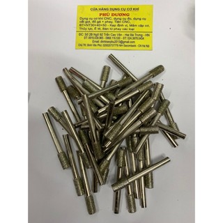 Mũi mài kim cương, mũi mài khắc đá, ngọc, hình trụ cán 3mm