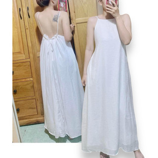 Đầm maxi suông xoè 2dây hở lưng đi biển ( Quận Tân Phú, hoả tốc hcm )