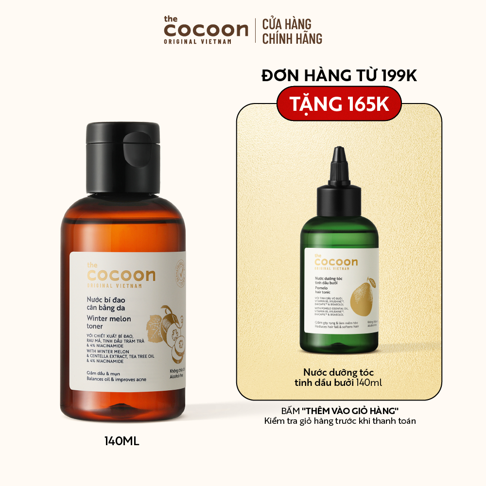 Nước bí đao cân bằng da (toner) Cocoon giảm dầu & mụn 140ml