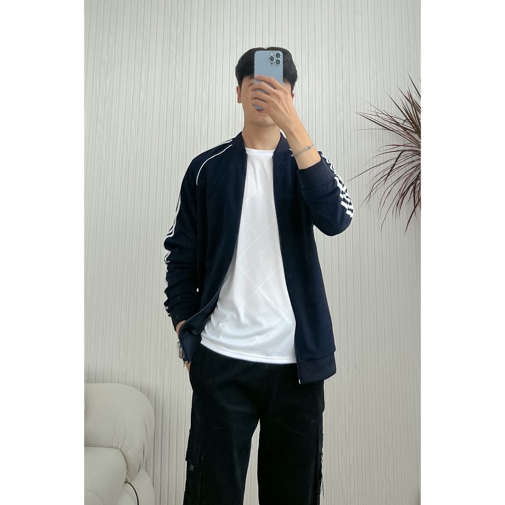 Áo khoác thể thao nam nữ unisex phối viền tay 337 P10K14