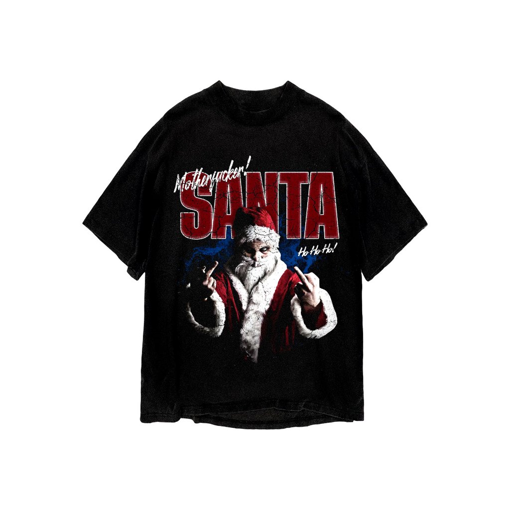 Áo thun in hình unisex nam nữ teeholic cotton cao cấp phong cách retro y2k santa màu đen trắng THS091223_14