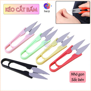 Kéo bấm, kéo cắt chỉ cán nhựa chữ U, kéo bấm chỉ, kéo bấm nhiều màu - Dacigi