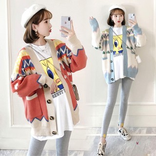 Áo Len Bầu, Áo Khoác Cardigan Quảng Châu Đẹp Mùa Đông Phong Cách Hàn Quốc