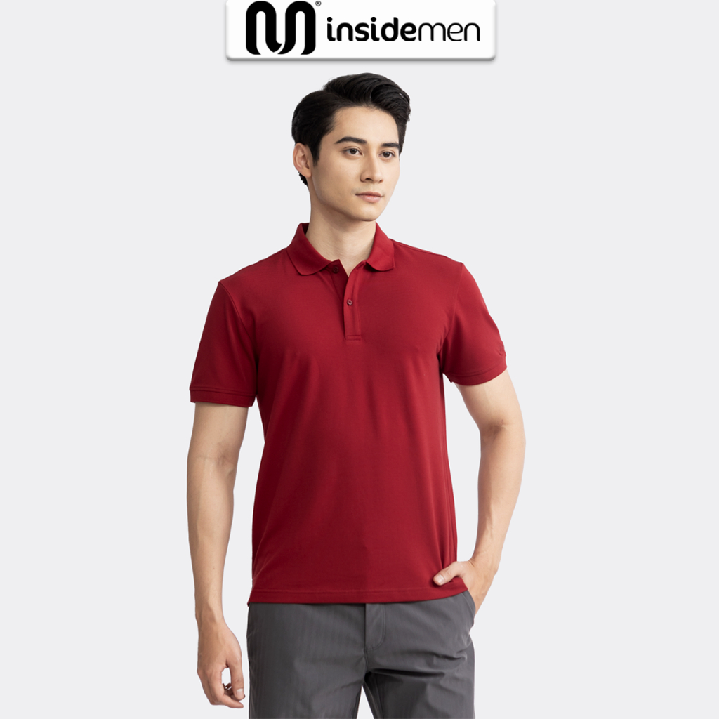 Áo polo nam cao cấp thương hiệu INSIDEMEN vải cá sấu cotton cao cấp ngắn tay giặt ko nhăn vải mái cực sang trọng IPSR11