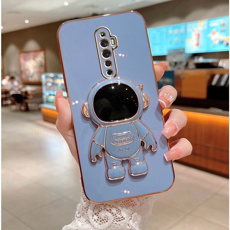 ốp lưng Oppo Reno 2f Reno 2F  TPU Mạ điện 3D Phi hành gia có chân đế ốp điện thoại Oppo Reno 2f Reno