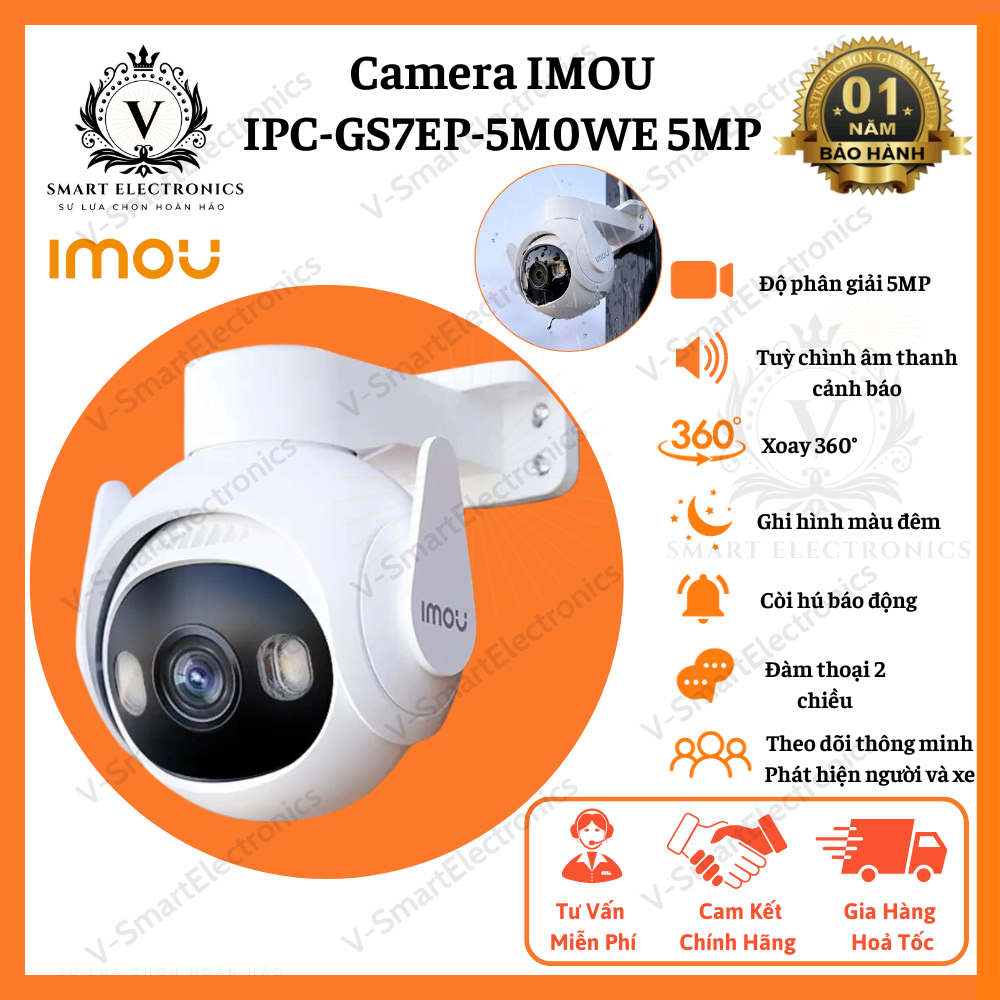 Camera Wifi ngoài trời IMOU IPC-GS7EP-5M0WE 5MP, Cam AI, Siêu Nét IP66, Xoay 360 độ, Có Màu Ban Đêm,