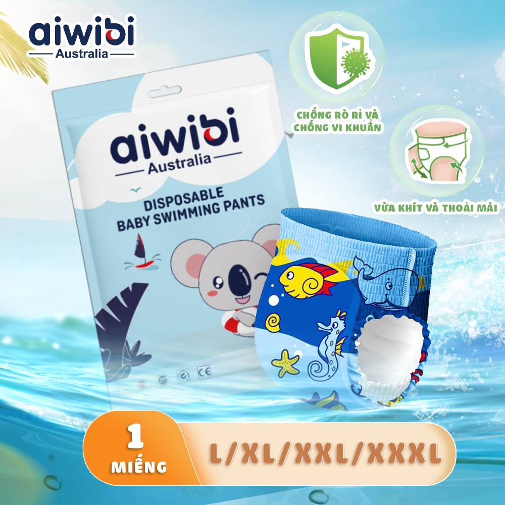 Tã/Bỉm Quần Bơi Cao Cấp Aiwibi Gói Dùng Thử 1 Miếng/Gói Nhiều Size L/XL/XXL/XXXL