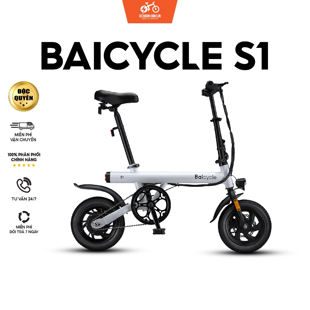 Xe đạp điện trợ lực Xiaomi Baicycle S1 - Xe đạp điện gấp gọn, tốc độ 25km/giờ , quãng đường đi lên đến 40km