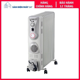 Máy sưởi dầu TIROSS TS926-1,13 thanh, Công suất 2700W (có giá phơi, hộp đựng nước) - Hành chính hãng, bảo hành 12 tháng