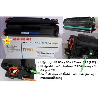 Hộp mực 05a, 80a, HP 2035, 2055, M400, M401dn, M425d, in đẹp, mới. Cartridge, catrich, toner máy in CE505a, CF280a