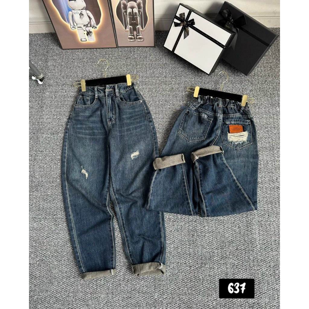 Quần Jeans Baggy RÁCH siêu xinh cạp cao tôn dáng