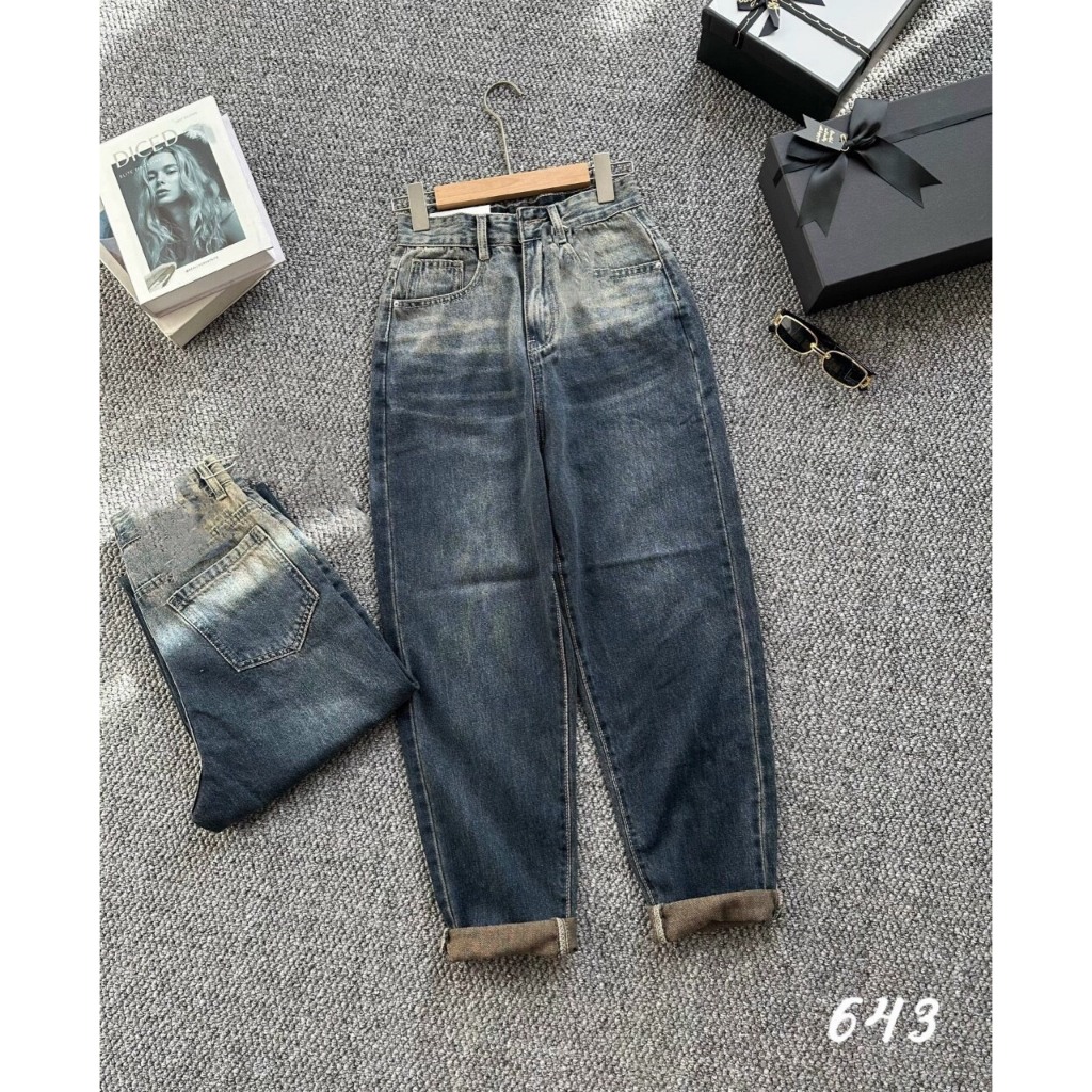 Quần Jeans Baggy RÁCH siêu xinh cạp cao tôn dáng