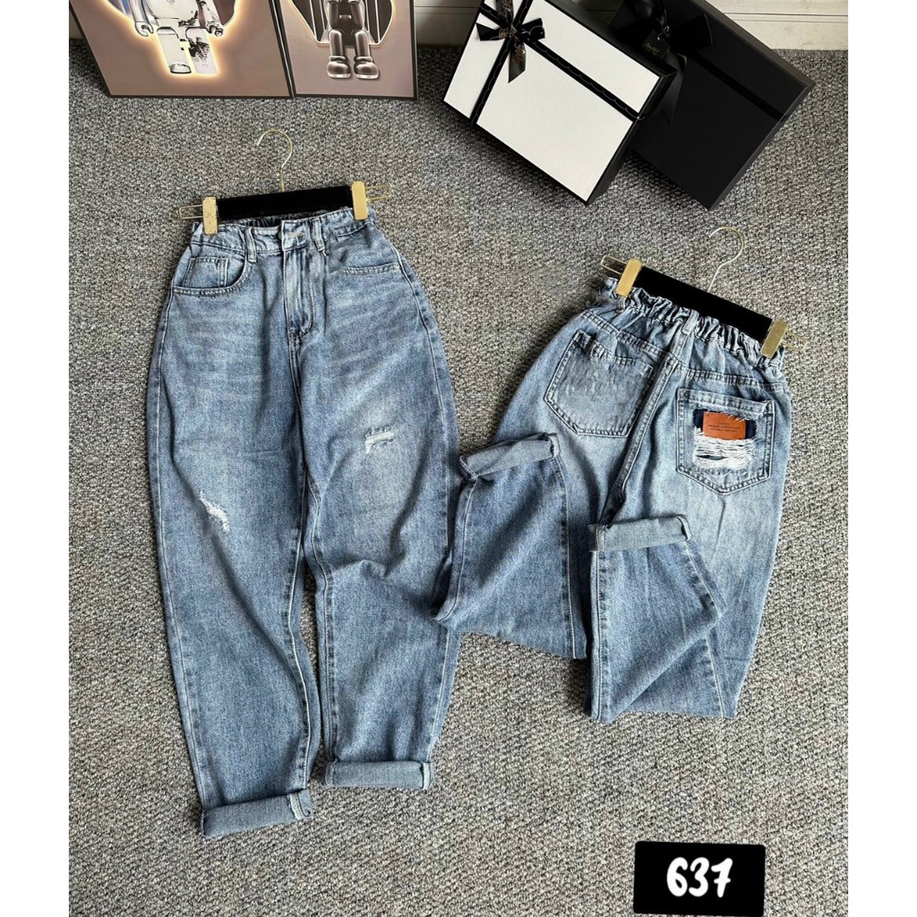 Quần Jeans Baggy RÁCH siêu xinh cạp cao tôn dáng