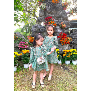 Đầm hoa nhí tay dài cho bé gái. mẫu váy đầm thu đông dễ thương xinh xắn và đáng iu cho bé gái.đầm tiểu thư bé gái