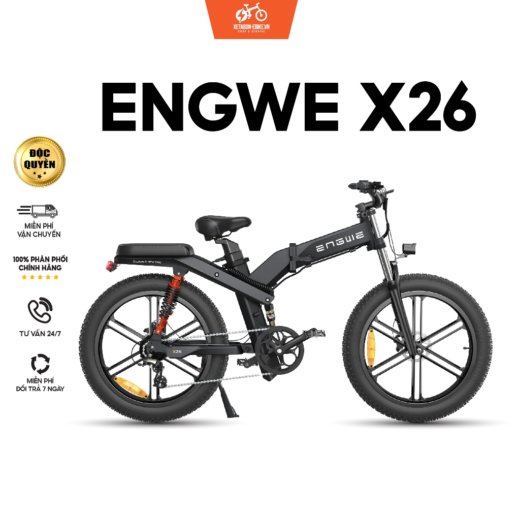 Xe Đạp Điện Trợ Lực ENGWE X26, xe đạp thể thao 1000w, bánh béo 26 inch chính hãng bảo hành 12 tháng