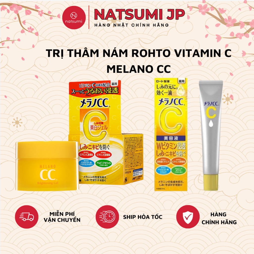 Tinh chất serum, kem dưỡng trắng CC Melano mờ thâm mụn, nám, tàn trắng da an toàn Nhật Bản 20ml/100g
