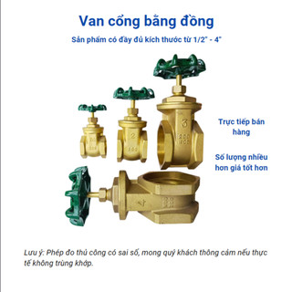 Van cửa đồng phi 21 27 34 van khoá nước tay xoay chất liệu bằng đồng nối ren trong