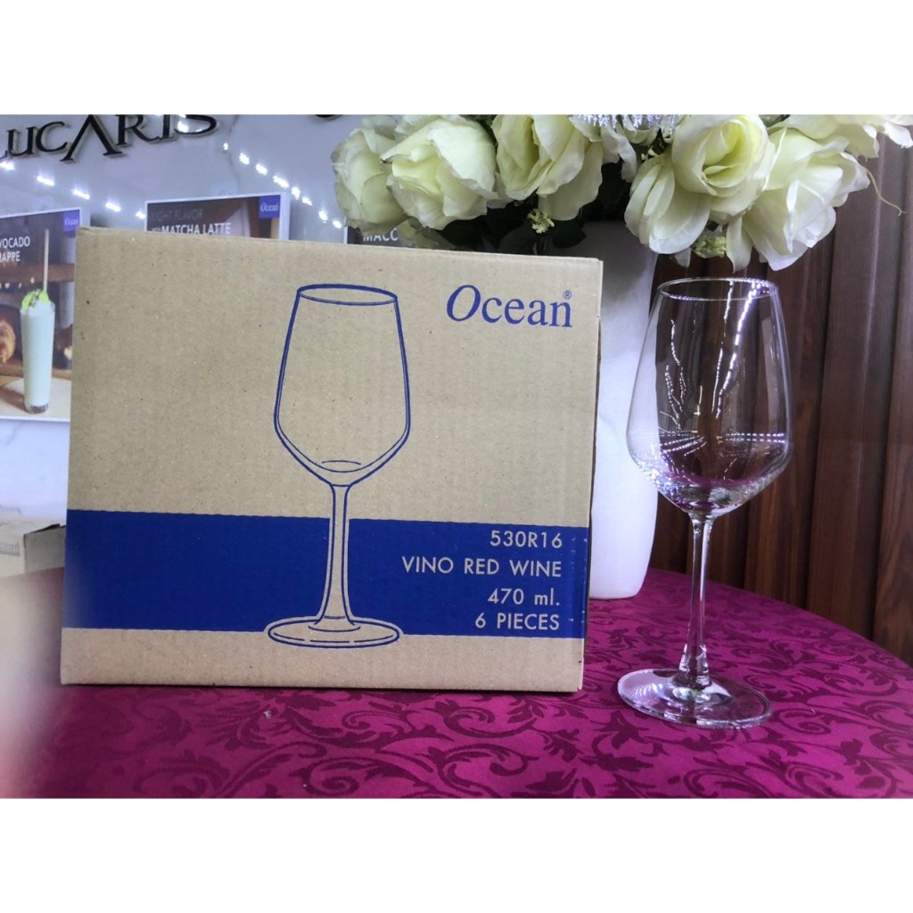 Giá sỉ hàng chính hãng Bộ 6 ly thủy tinh uống rượu vang 530R16 dung tích 470ml ocean thái lan dày dặn trong suốt