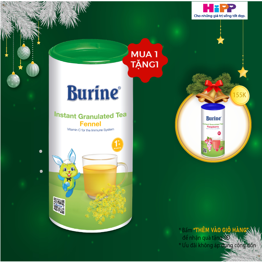 Trà cốm hoa quả Burine - Vị Thì Là giúp hạn chế tưa lưỡi, hỗ trợ tiêu hoá (Dành cho trẻ từ 1 tháng tuổi)
