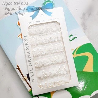 Set hạt trai nửa trang trí móng, set ngọc trai trắng đính móng nail thao nhi