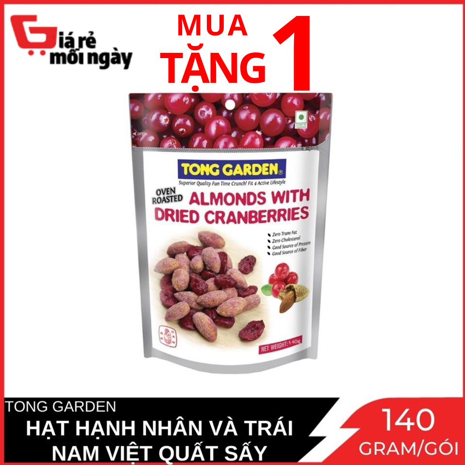 Hạt Hạnh Nhân Và Trái Nam Việt Quất Sấy Khô tong garden Gói 140g Date T01/2024