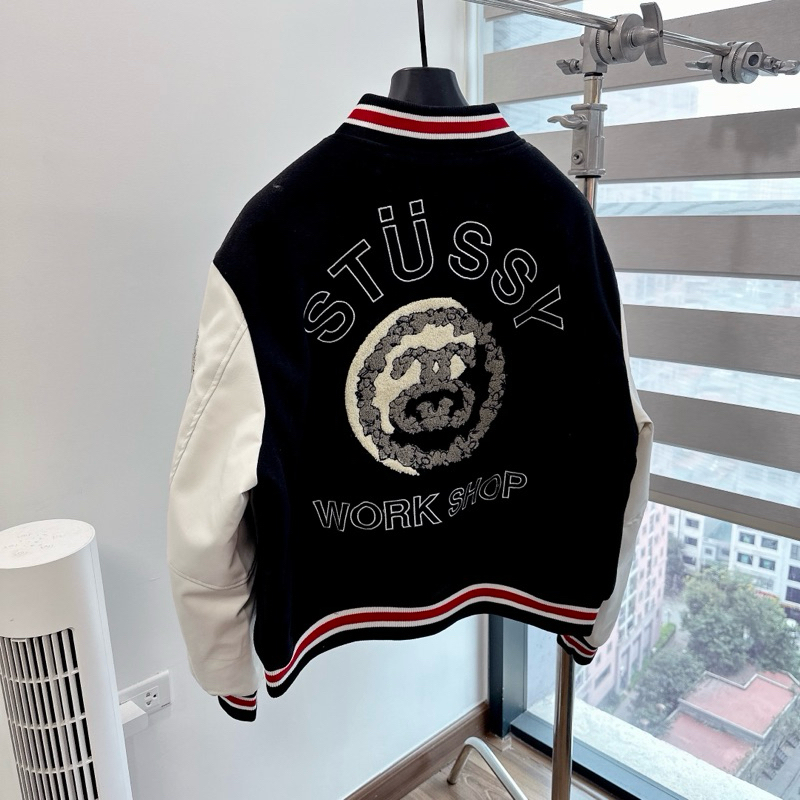 ⚡️ - Áo Khoác Stussy x Denim Tears X Our Legacy TTL Varsity Jacket Logo Thêu, Áo bomber jacket Stussy