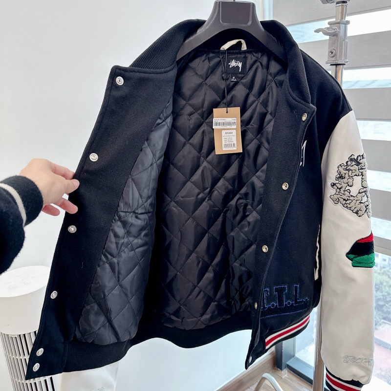 ⚡️ - Áo Khoác Stussy x Denim Tears X Our Legacy TTL Varsity Jacket Logo Thêu, Áo bomber jacket Stussy