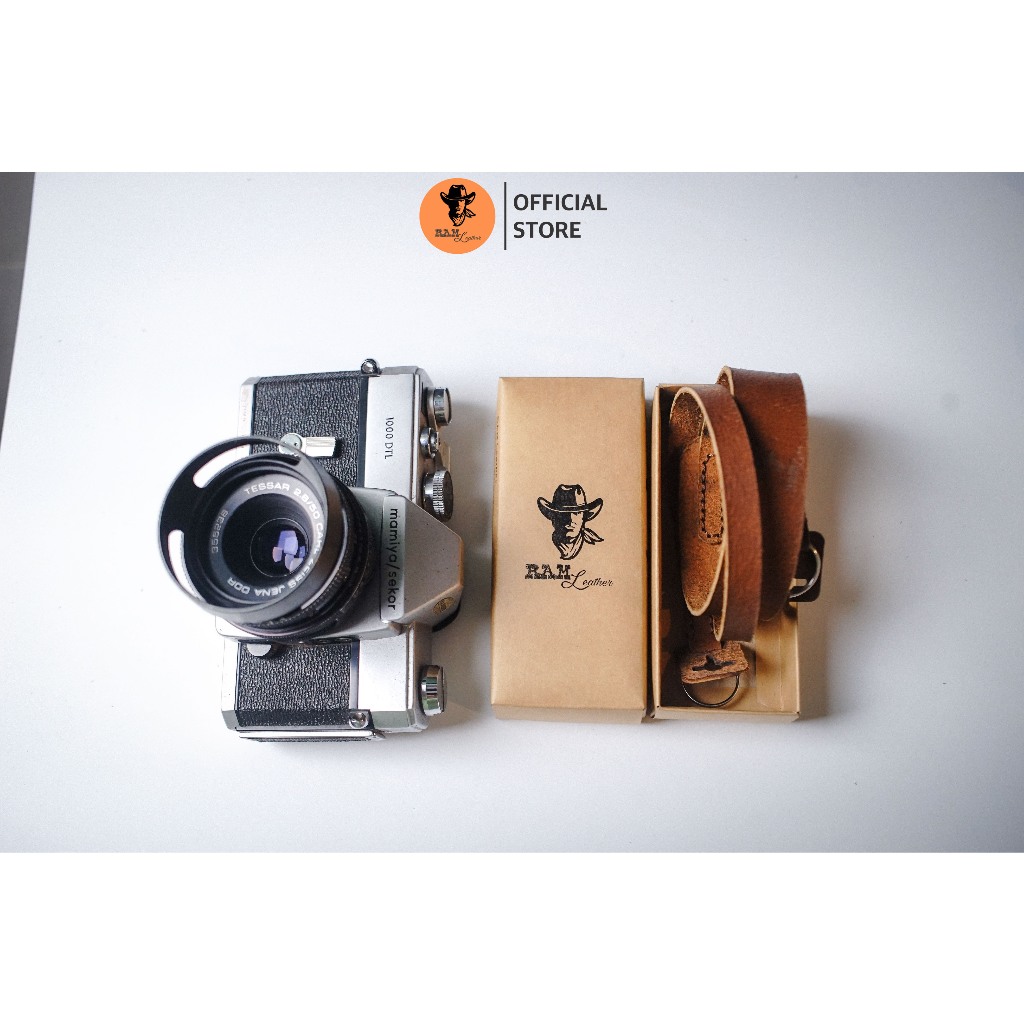 Dây máy ảnh da bò thật cho Sony, Fujifilm, Canon, Nikon - RAM Leather A6 mộc