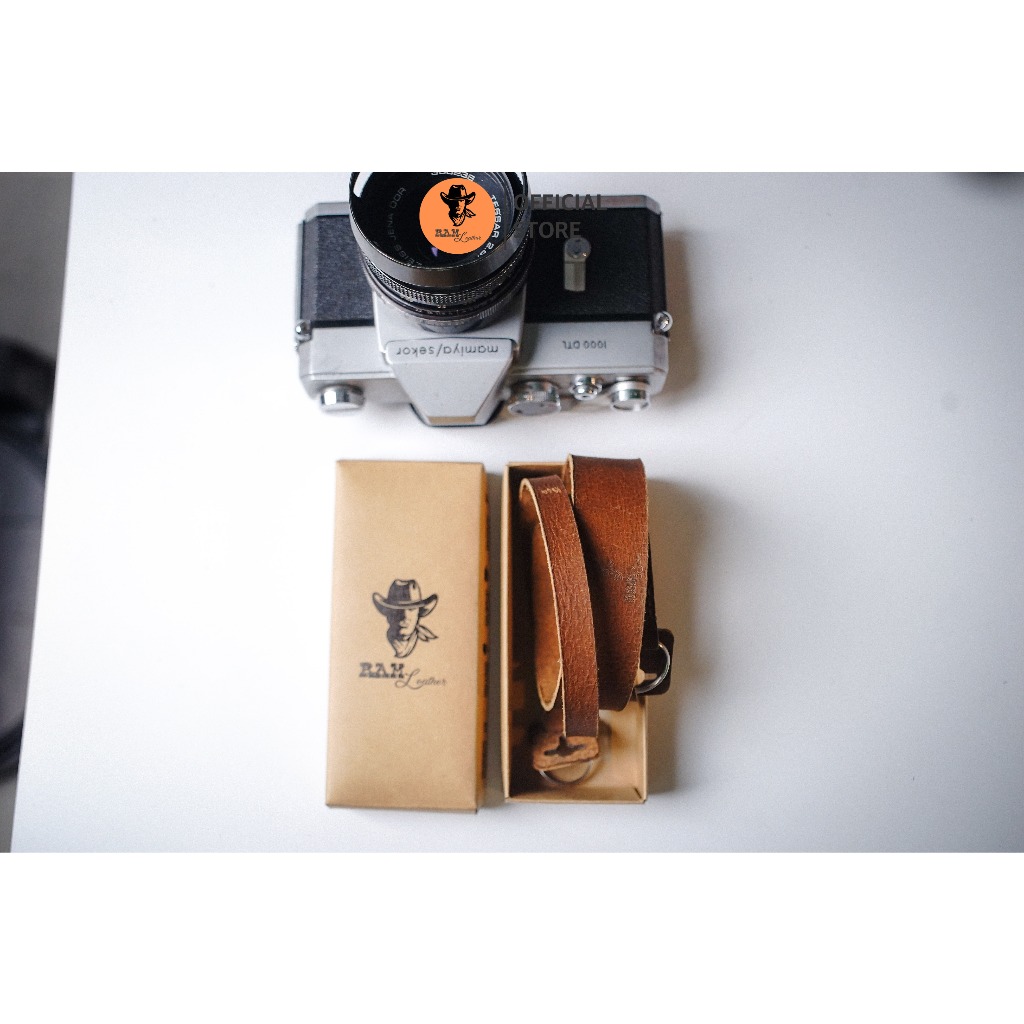 Dây máy ảnh da bò thật cho Sony, Fujifilm, Canon, Nikon - RAM Leather A6 mộc